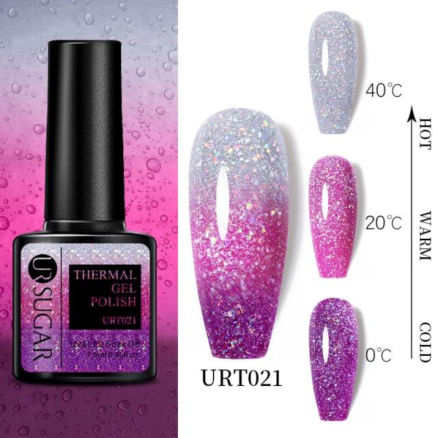New 2022 Pink Blue Gel Nail Polish UV Color Changing Elegant Luxury Glossy Nail Design For Womens